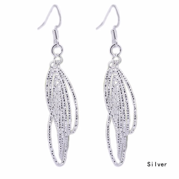 Sterling Silver Draped Circle Drop Dangle Earrings - Picture 5 of 6